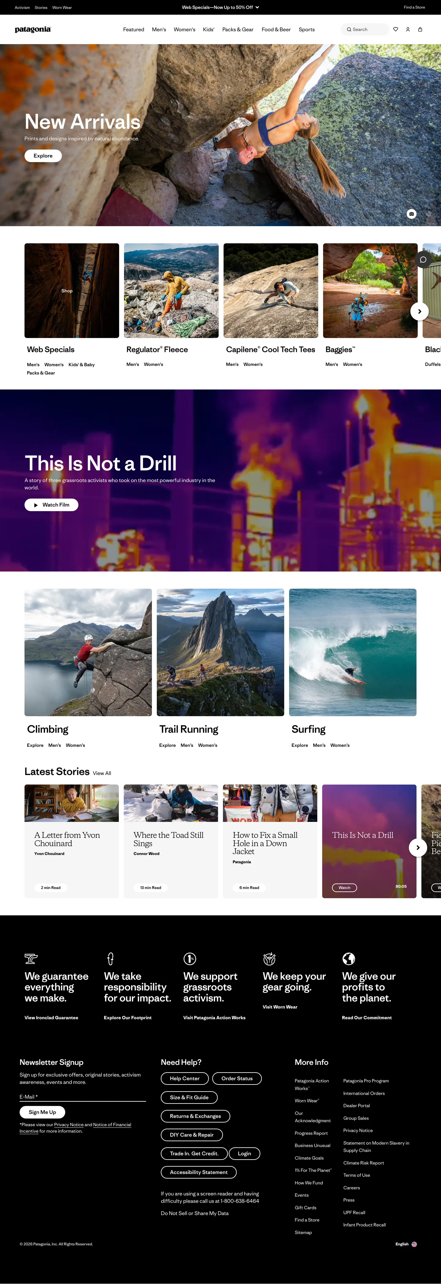 Patagonia's website at patagonia.com