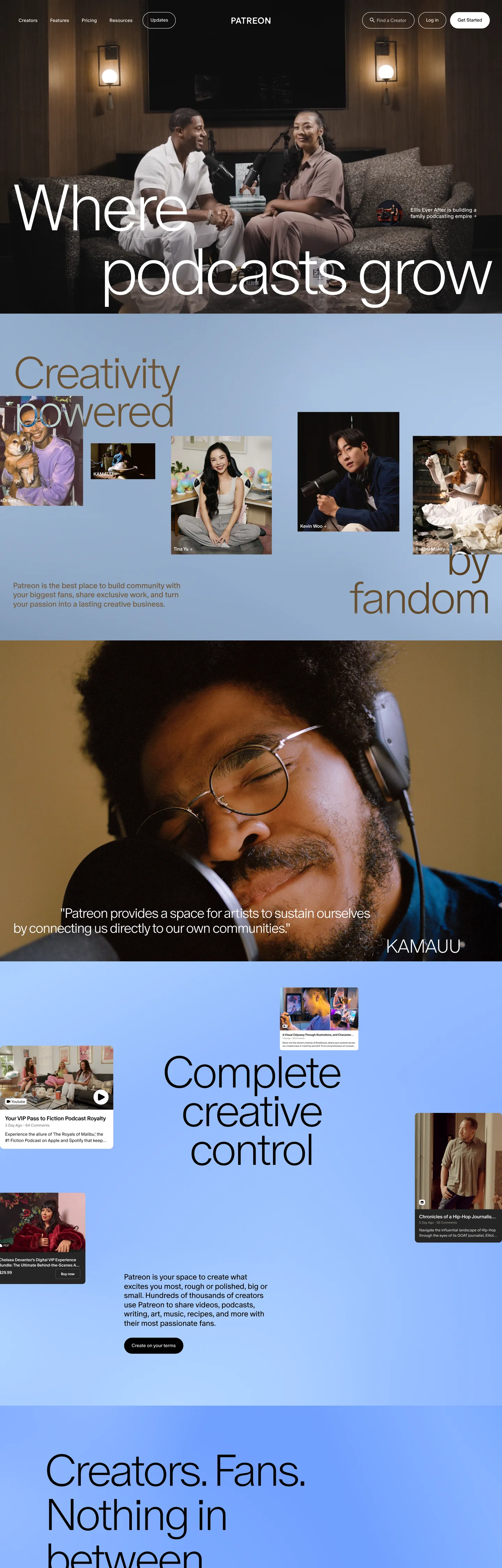 Patreon's website at patreon.com