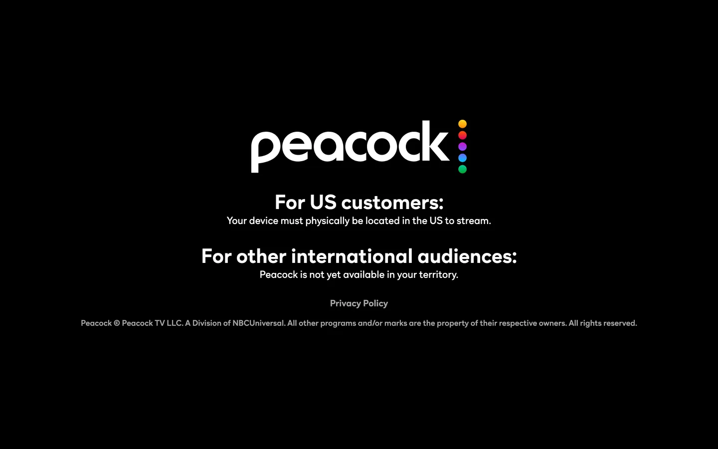 Peacock's website at peacocktv.com