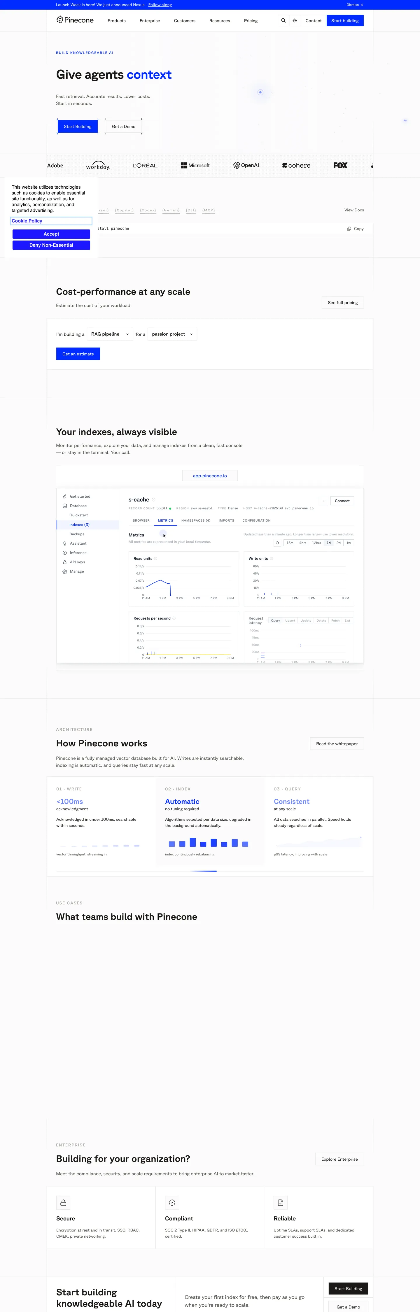 Pinecone's website at pinecone.io