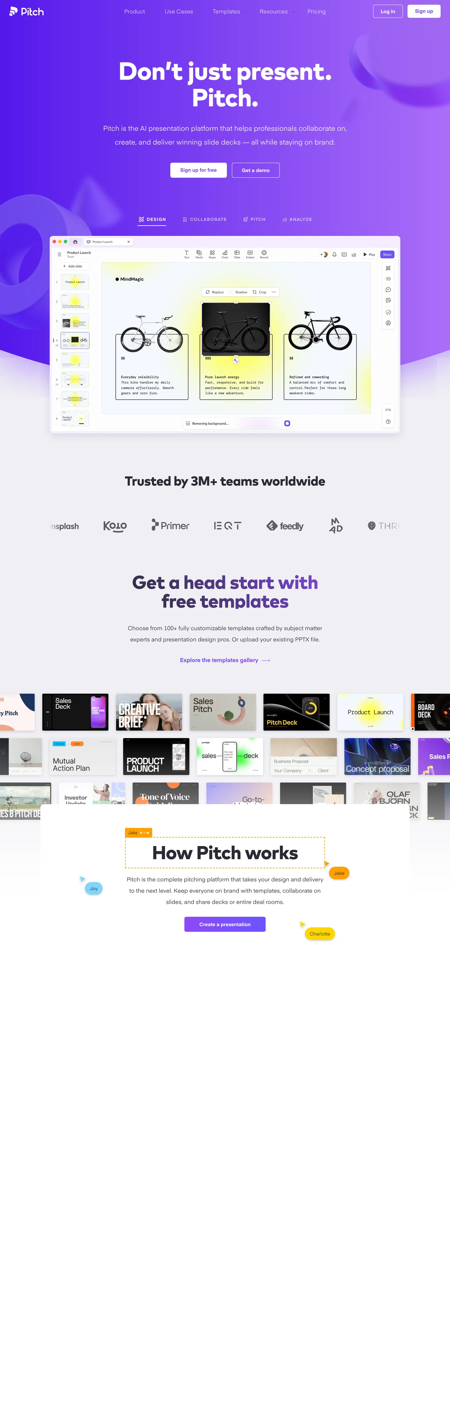 Pitch's website at pitch.com