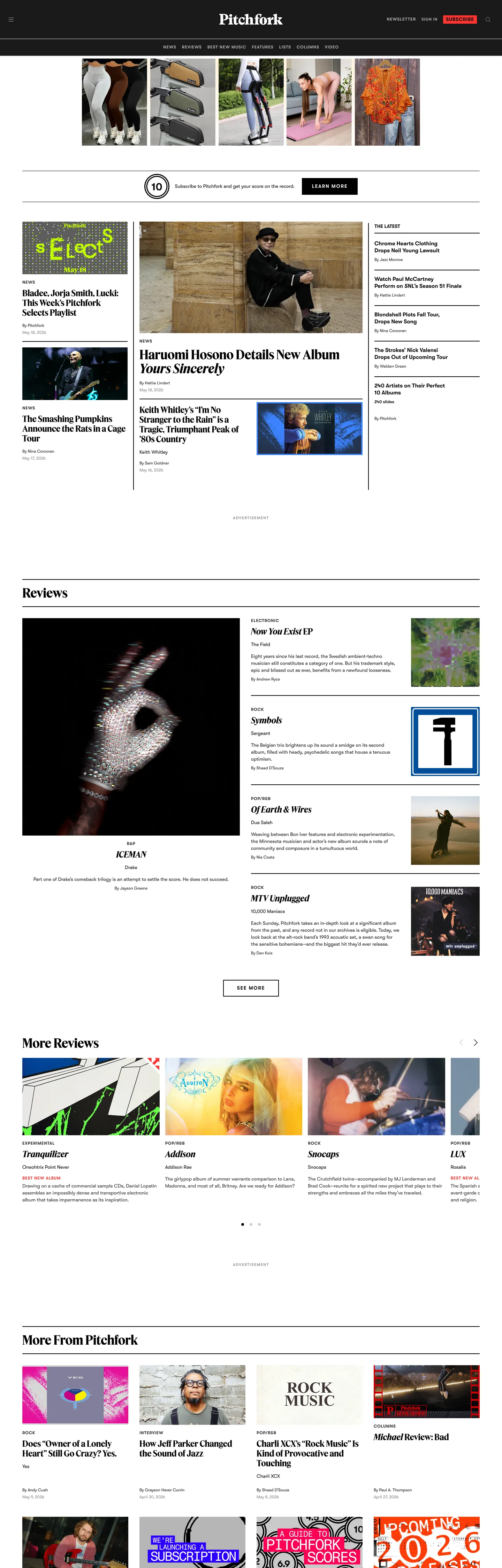 Pitchfork's website at pitchfork.com