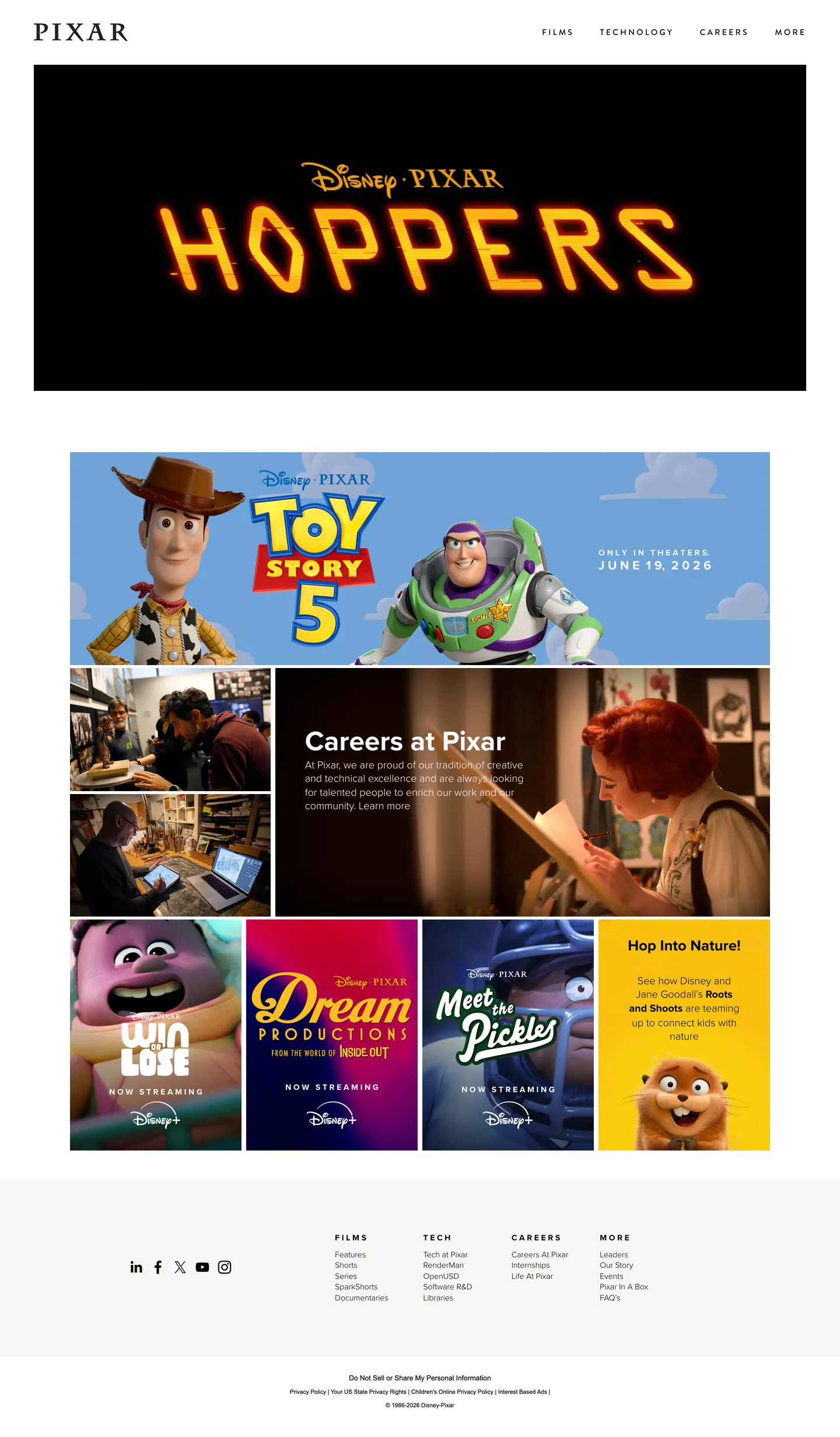 Pixar's website at pixar.com