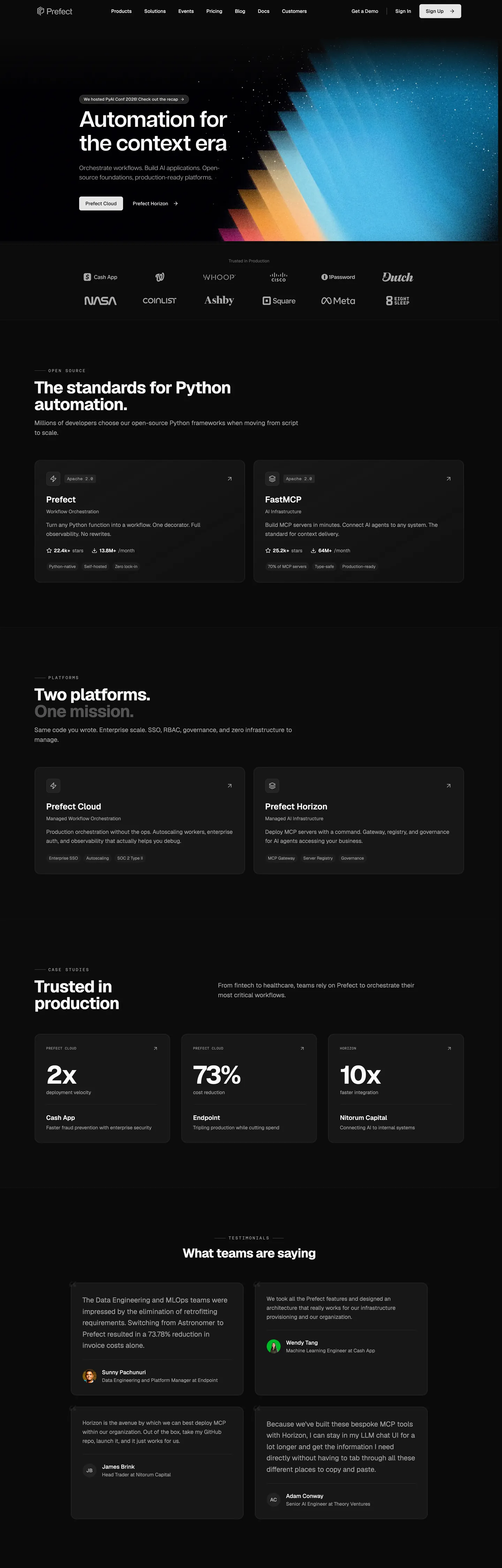Prefect's website at prefect.io