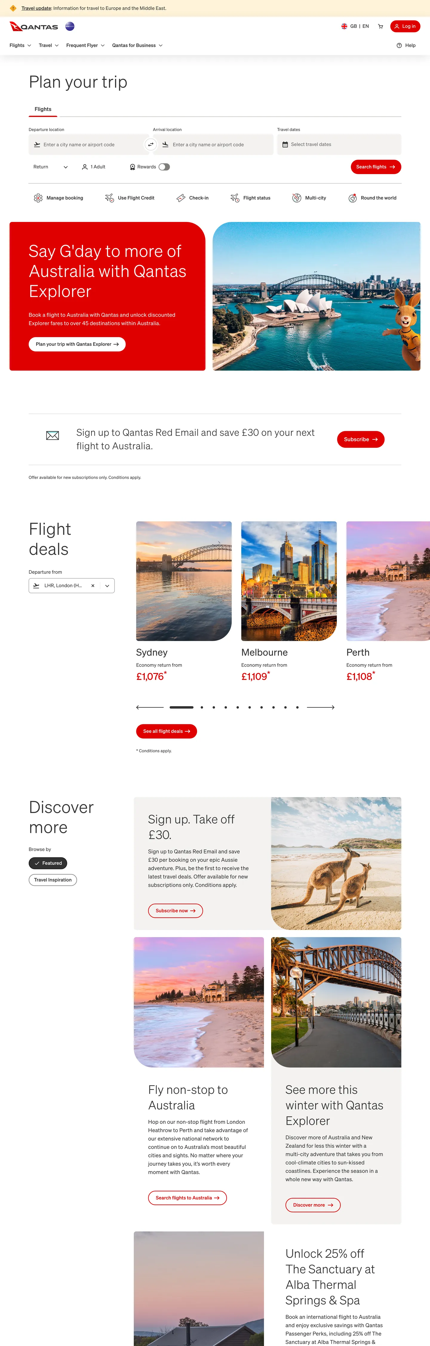 Qantas's website at qantas.com