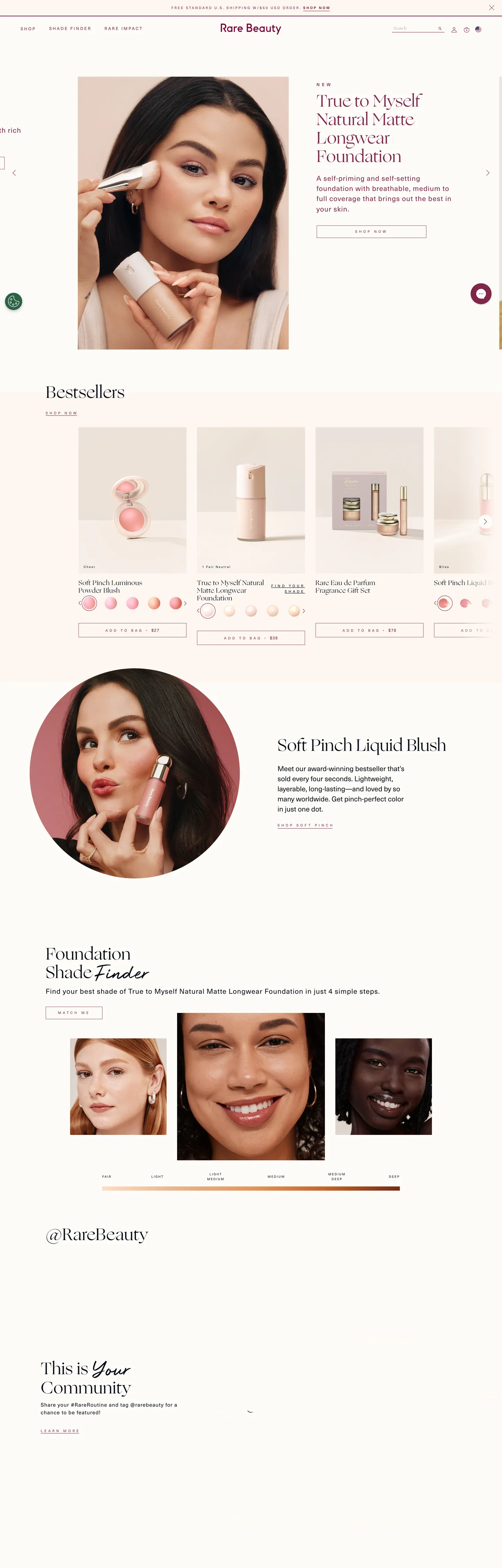 Rare Beauty's website at rarebeauty.com