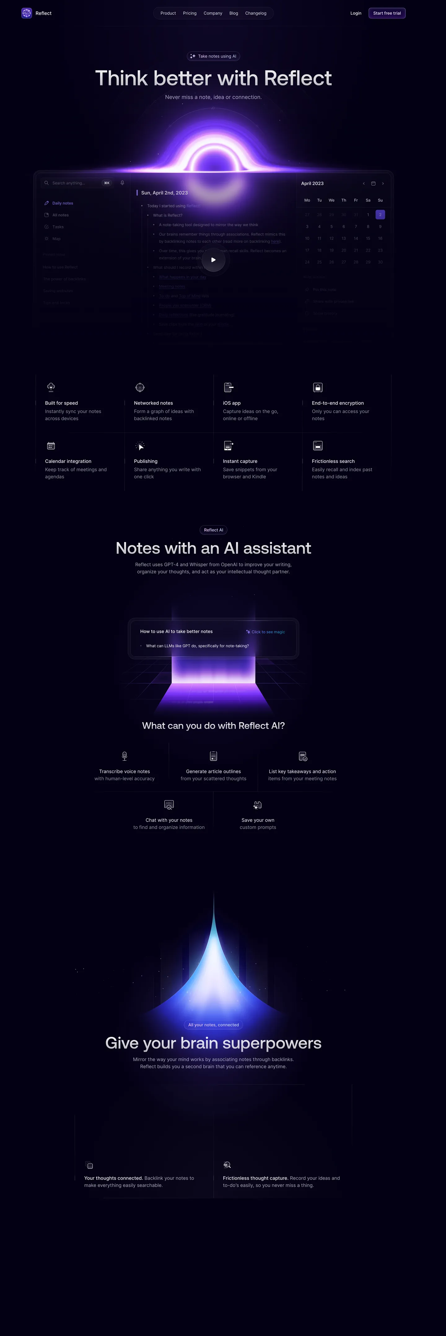 Reflect's website at reflect.app