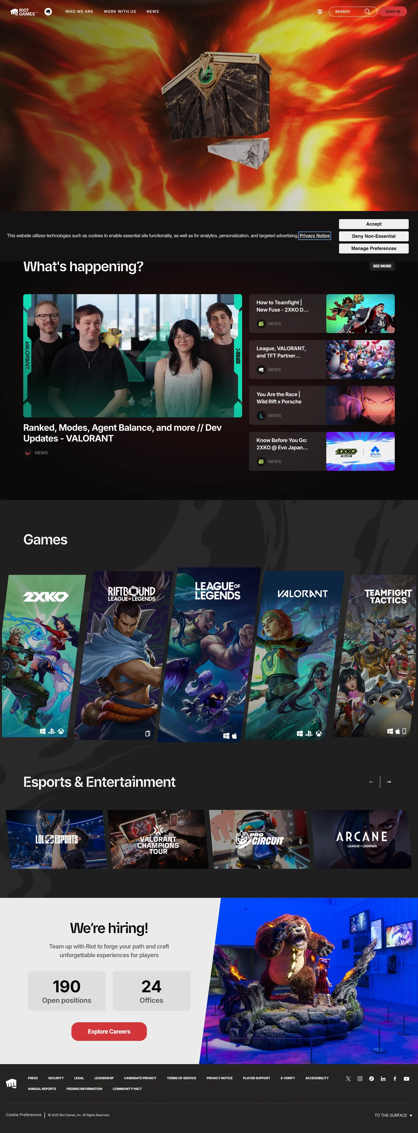 Riot Games's website at riotgames.com