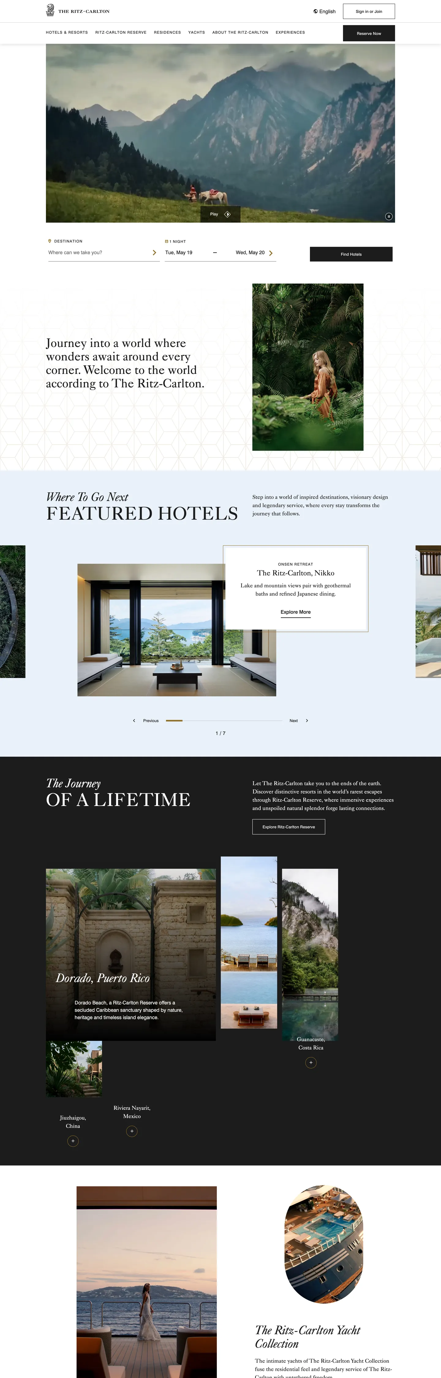 The Ritz-Carlton's website at ritzcarlton.com