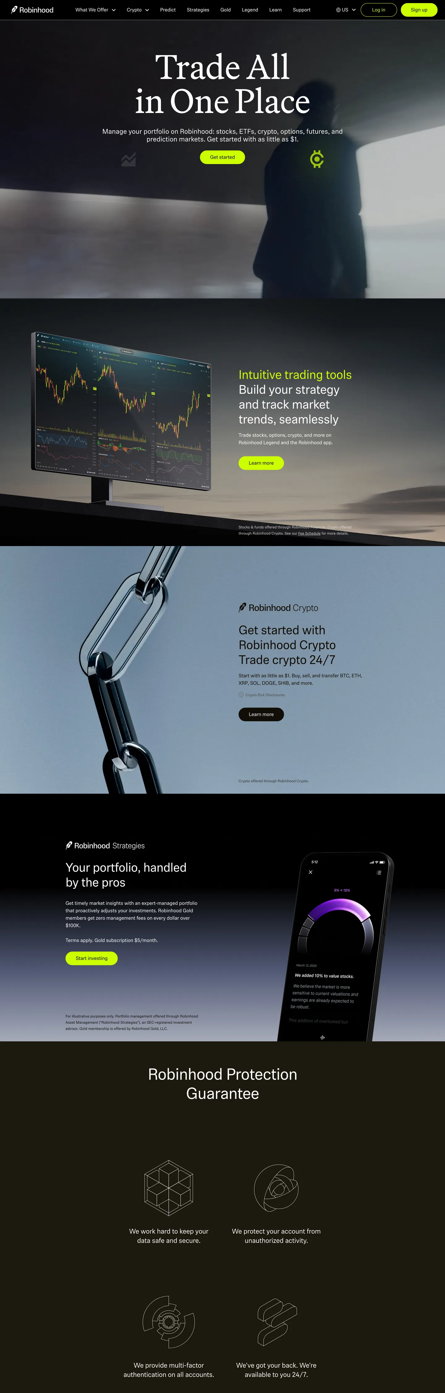 Robinhood's website at robinhood.com