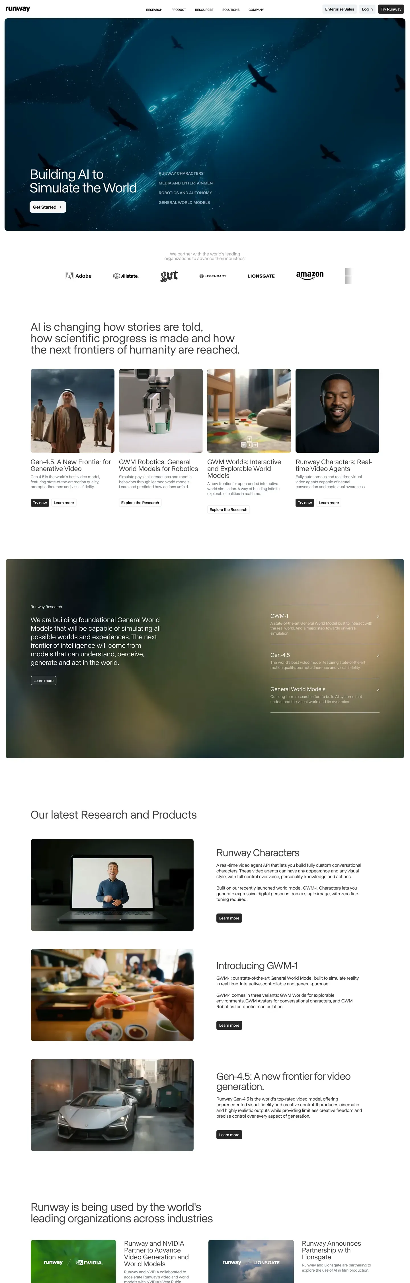 Runway's website at runwayml.com