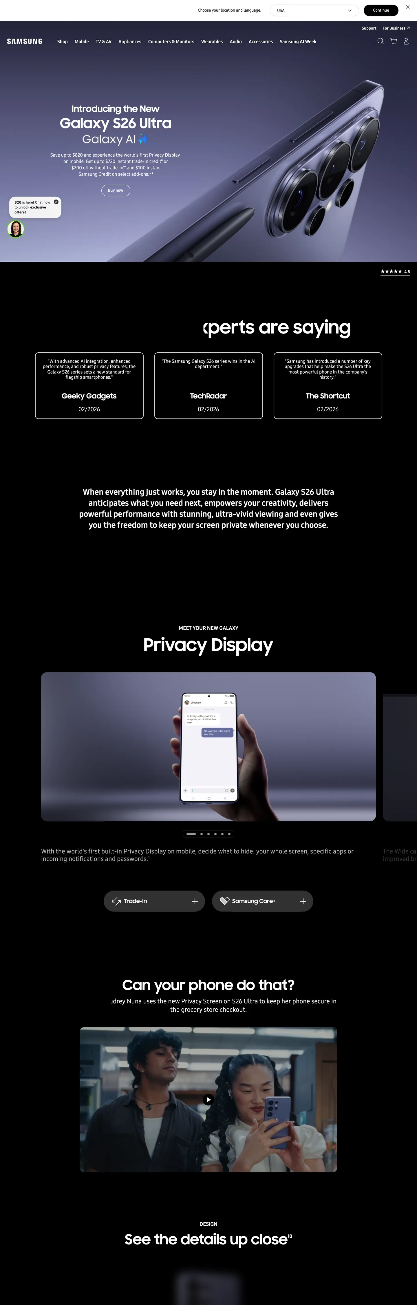 Samsung's website at samsung.com