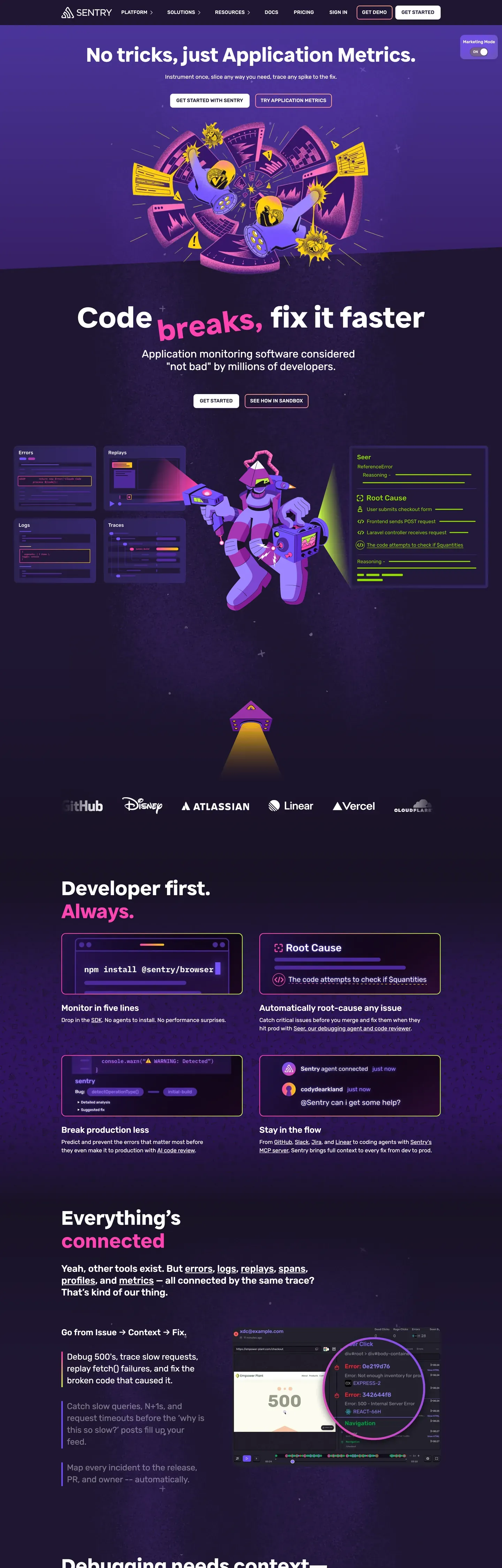 Sentri Inspired's website at sentry.io