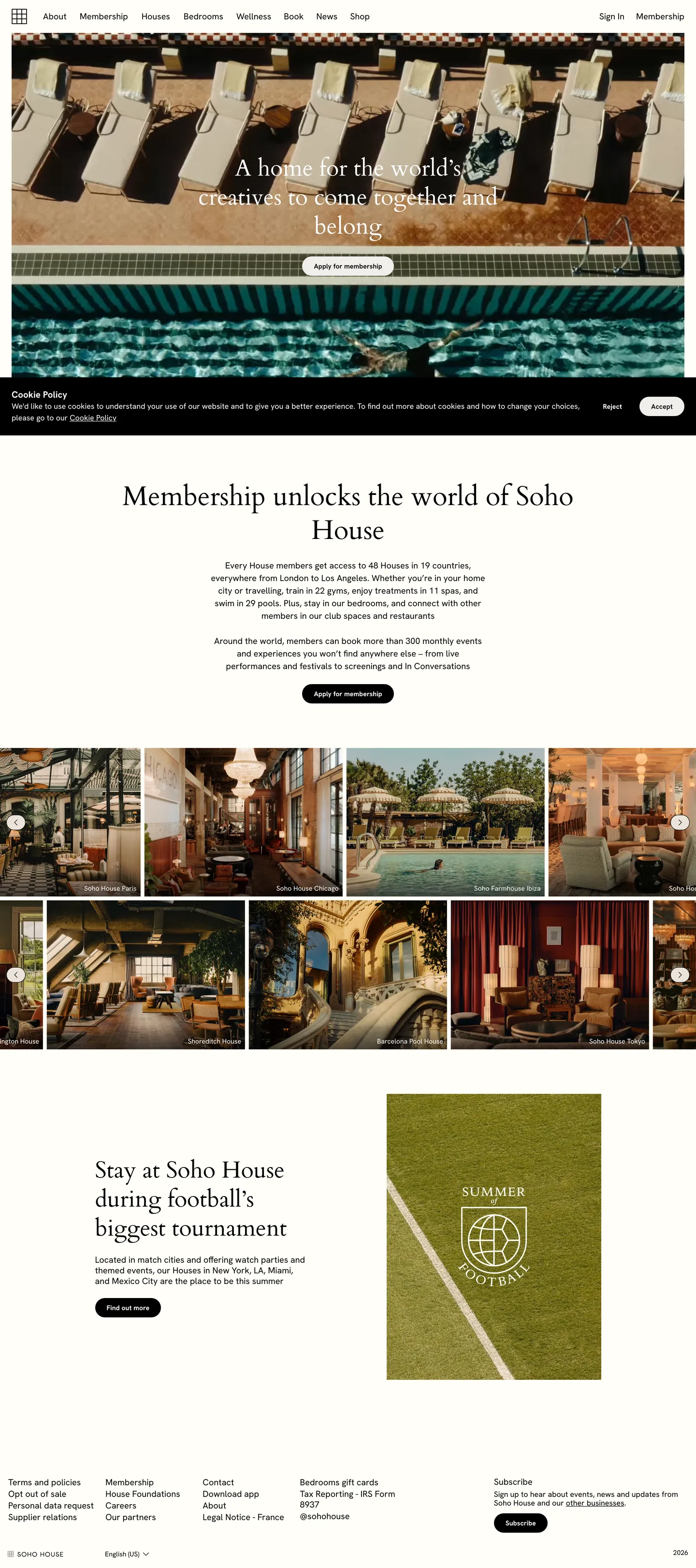 Soho House's website at sohohouse.com