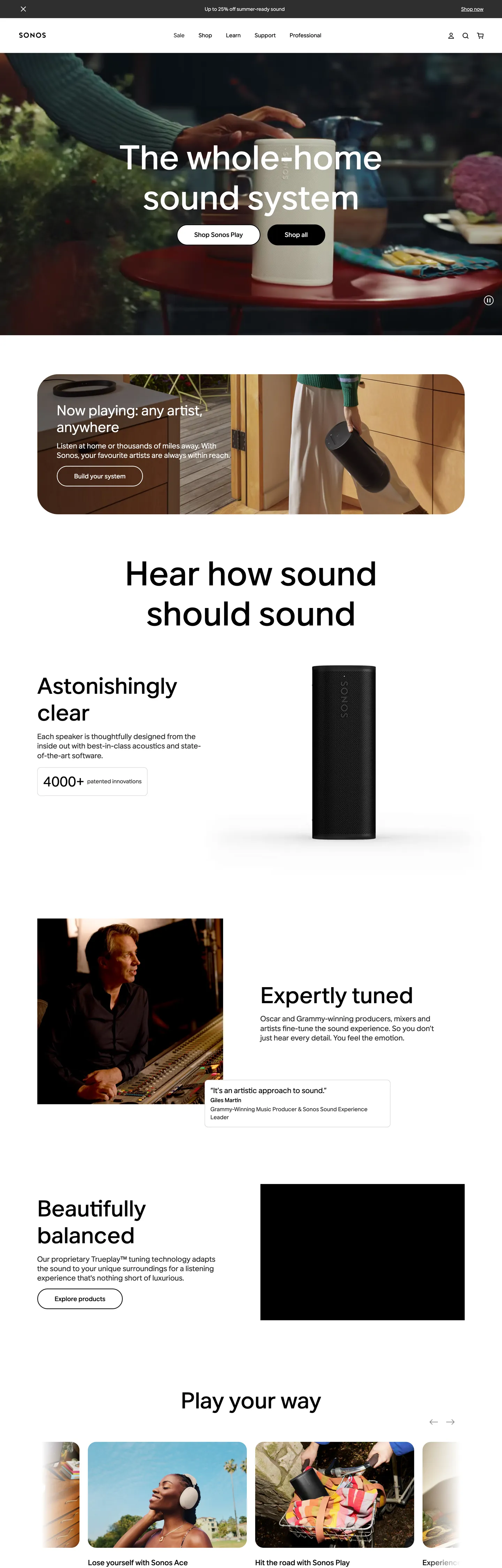 Sonos's website at sonos.com