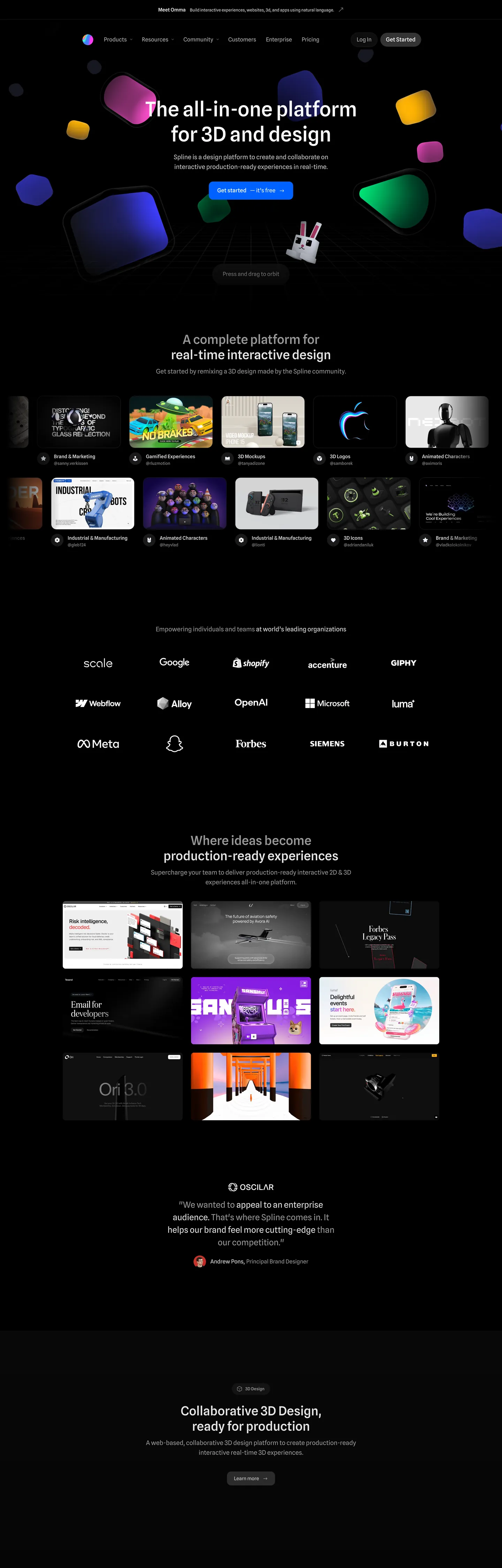 Spline's website at spline.design