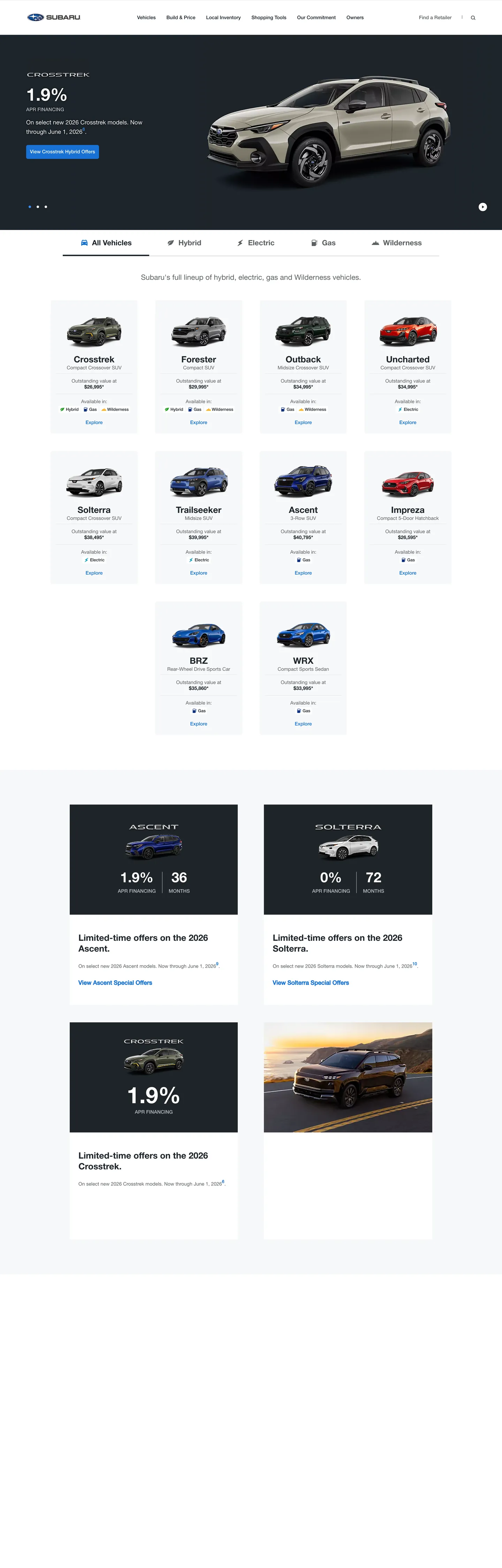 Subaru's website at subaru.com
