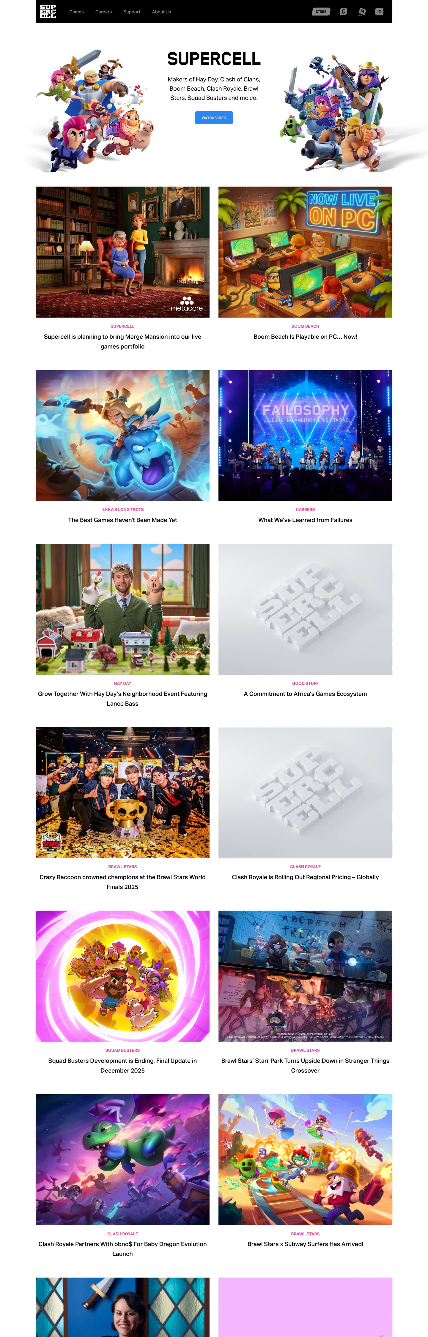 Supercell's website at supercell.com