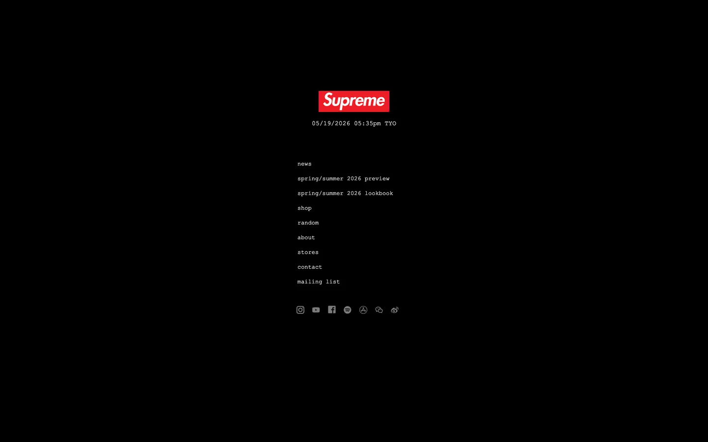 Supreme's website at supreme.com