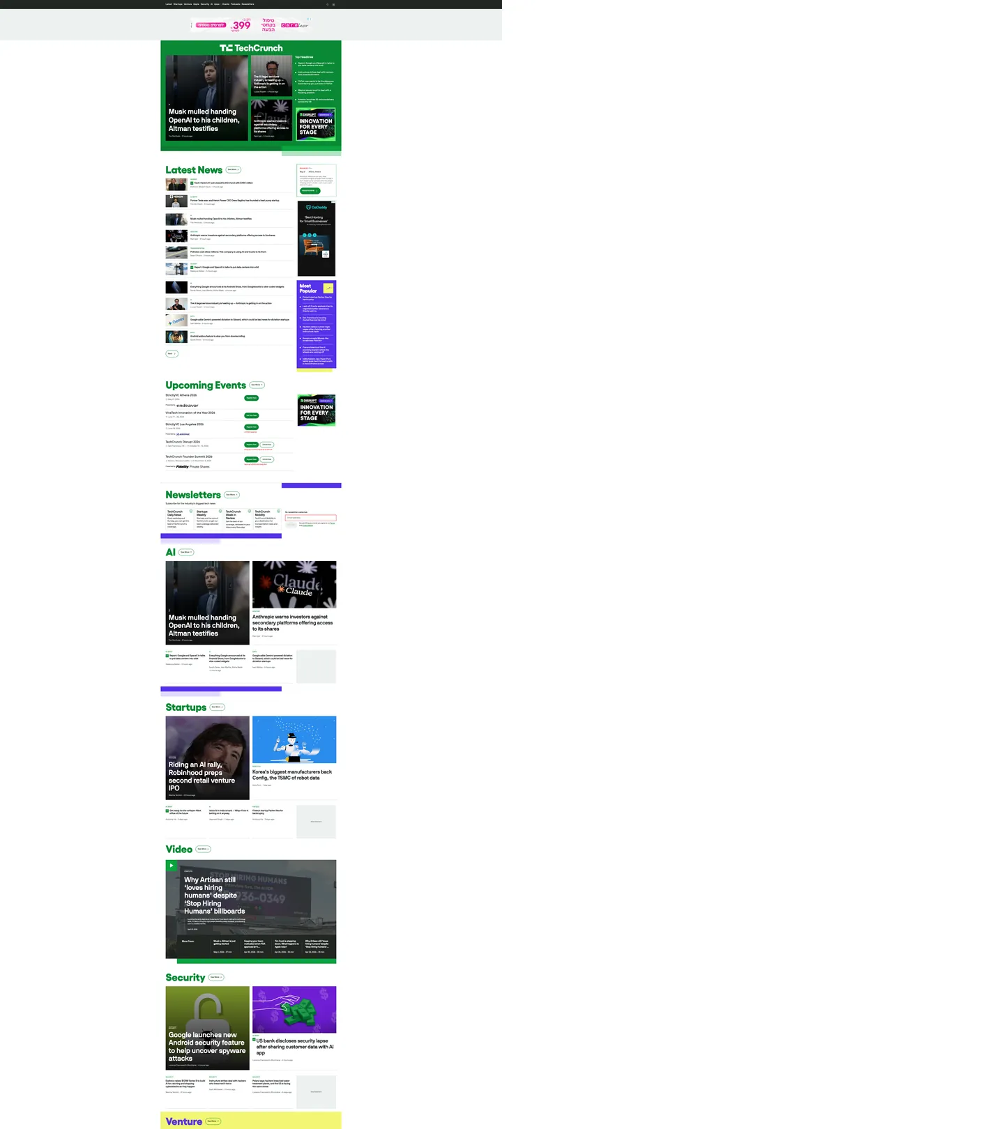 TechCrunch's website at techcrunch.com