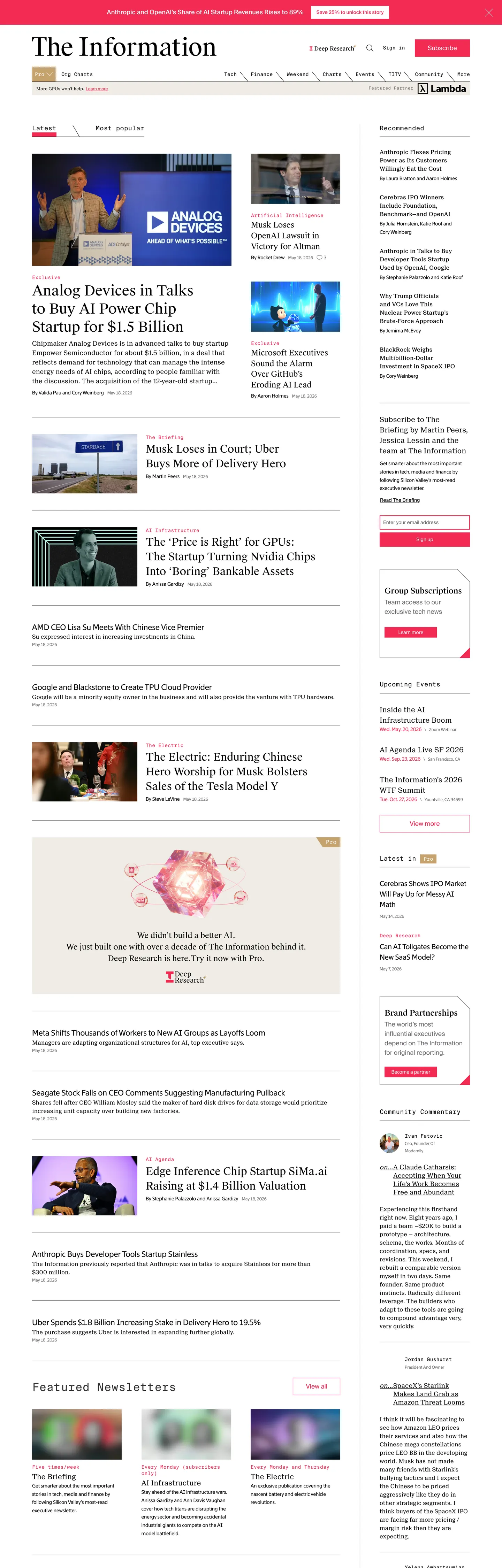 The Information's website at theinformation.com