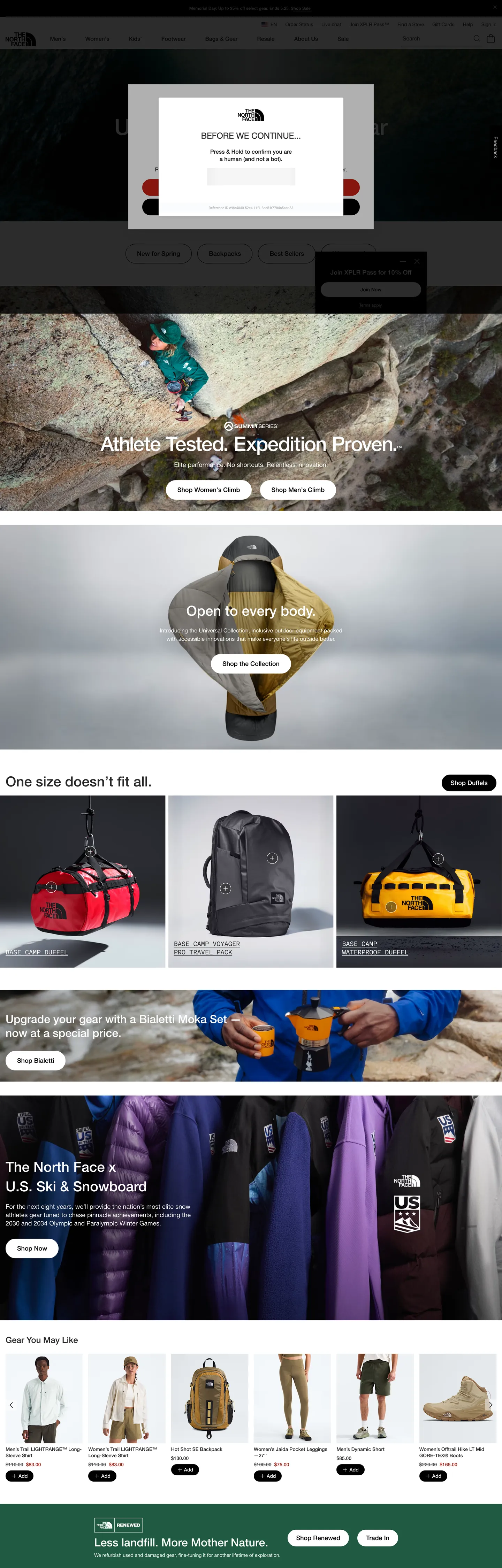 The North Face's website at thenorthface.com