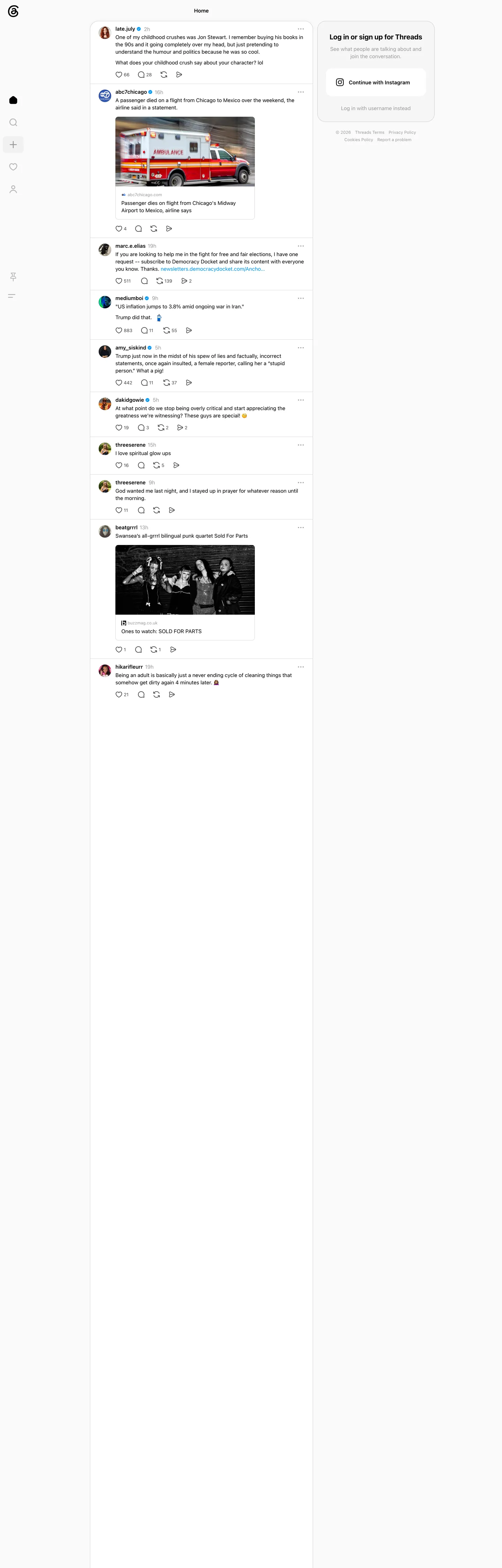 Threads's website at threads.com