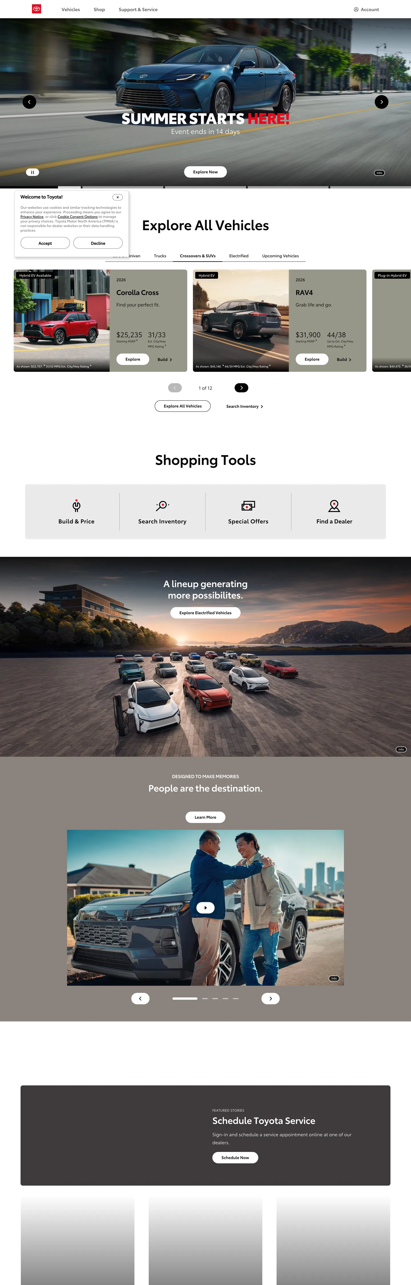 Toyota's website at toyota.com