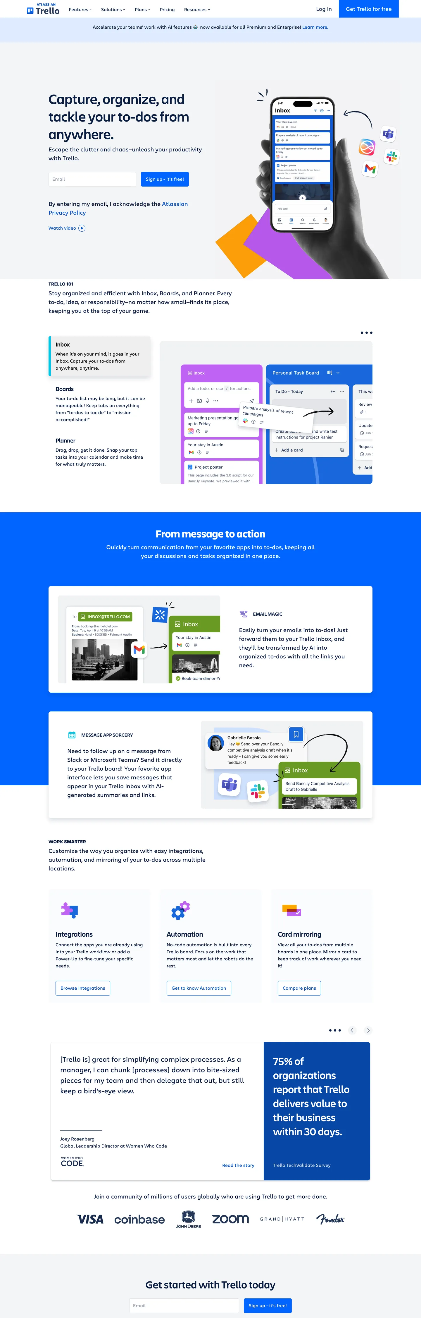 Trello's website at trello.com