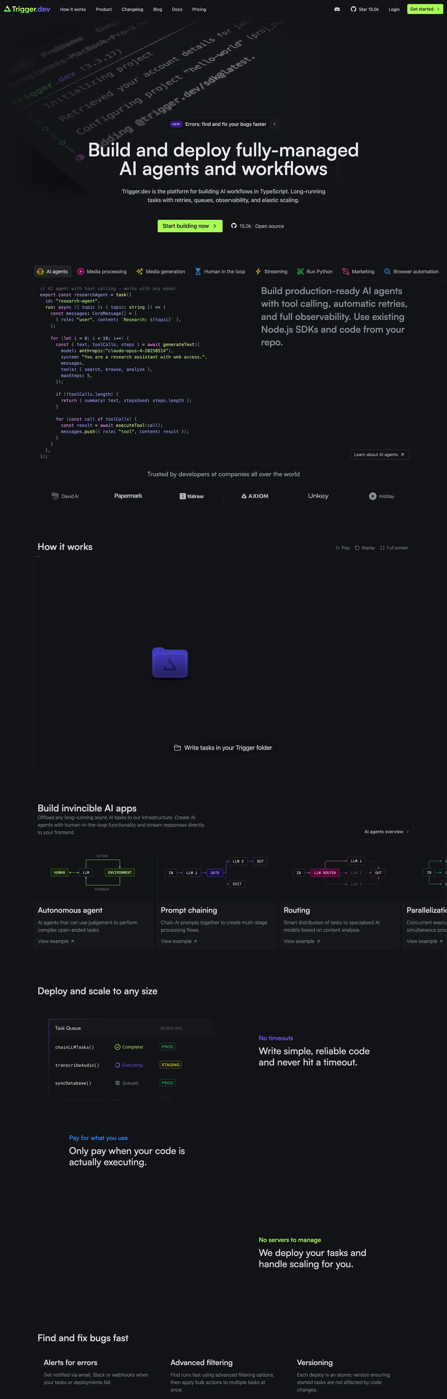 Trigger.dev's website at trigger.dev