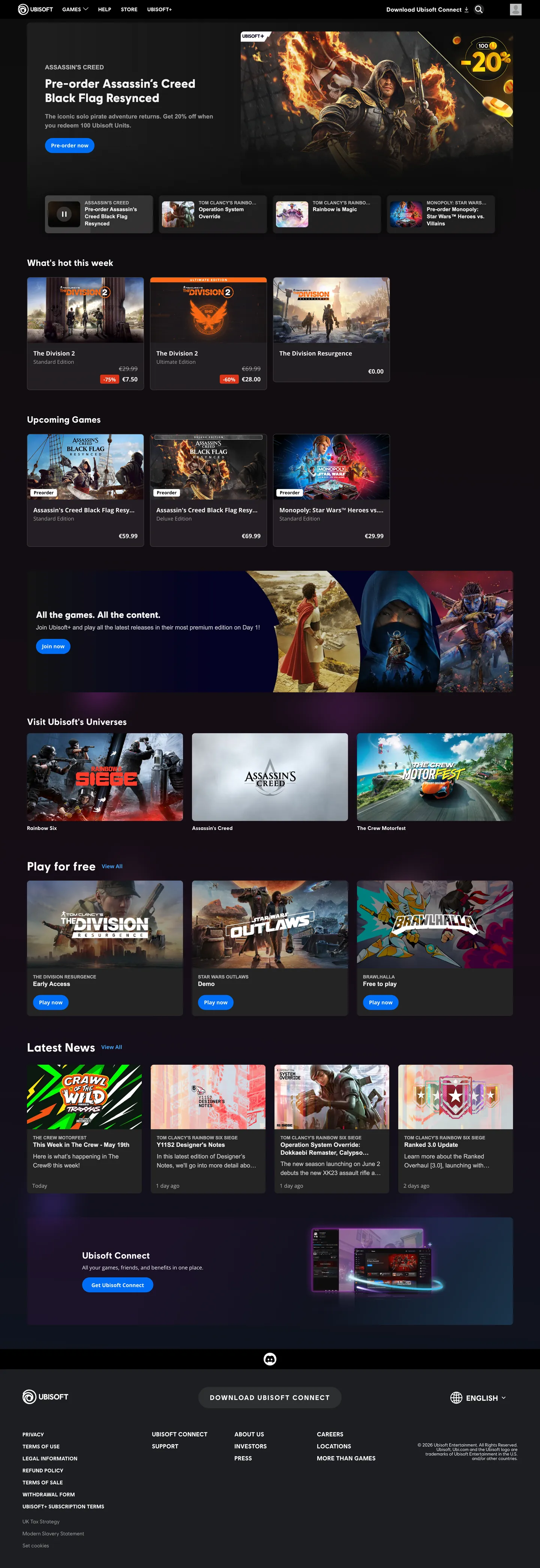 Ubisoft's website at ubisoft.com