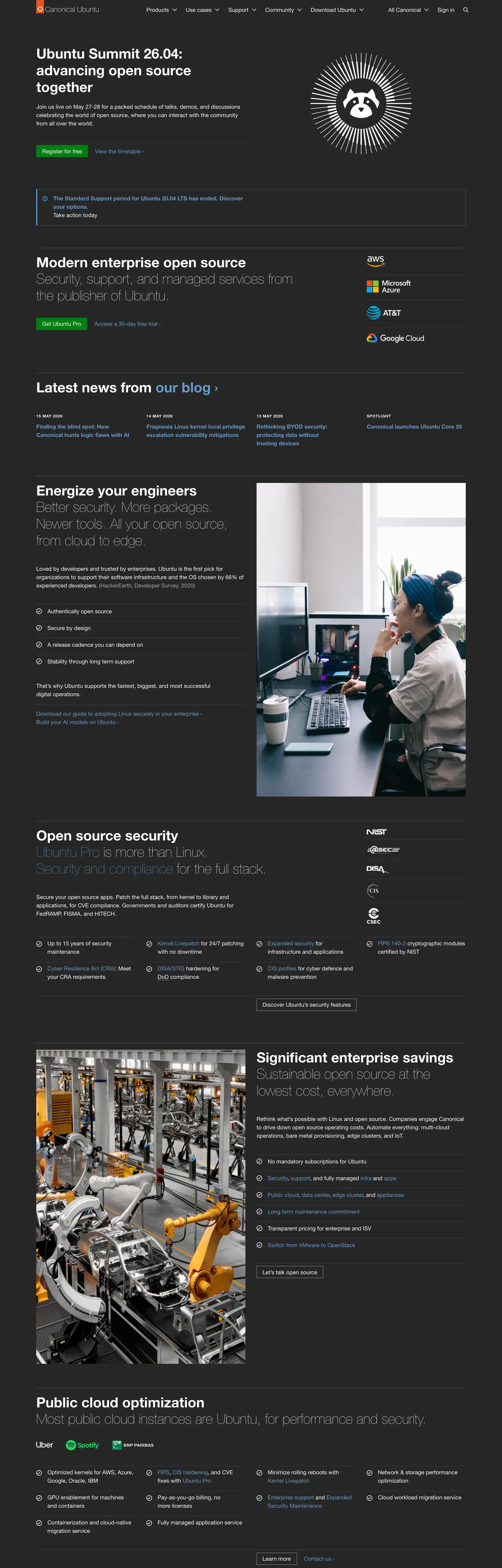 Ubuntu's website at ubuntu.com