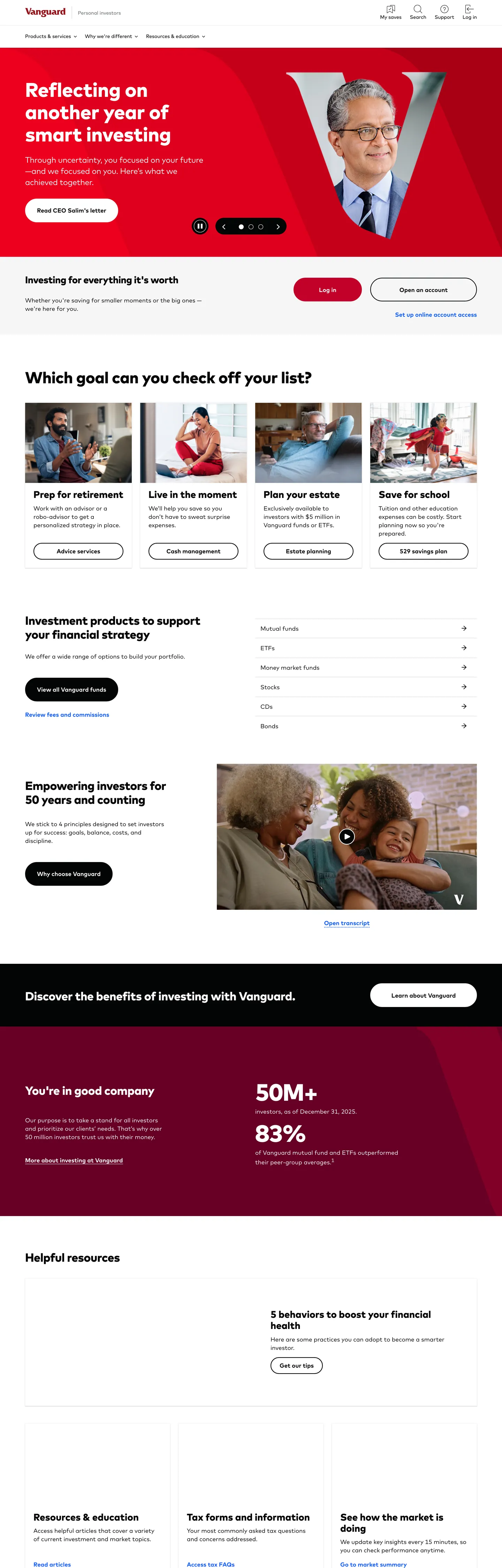 Vanguard's website at investor.vanguard.com
