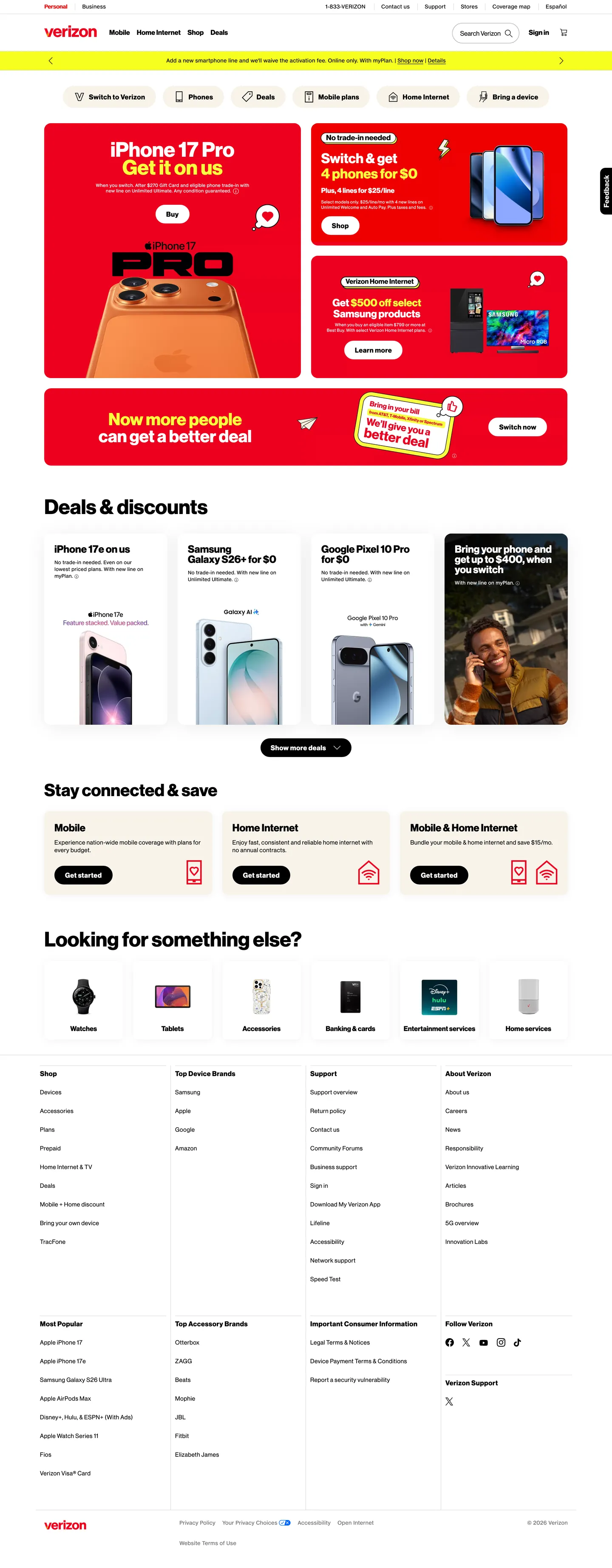 Verizon's website at verizon.com