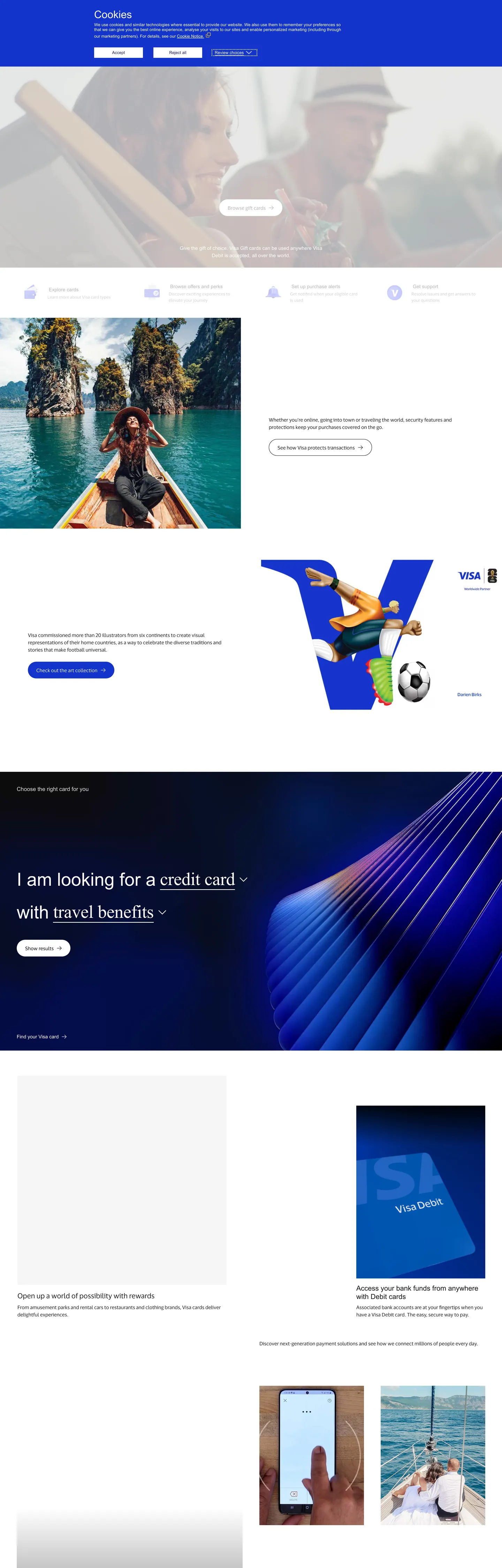 Visa's website at visa.com