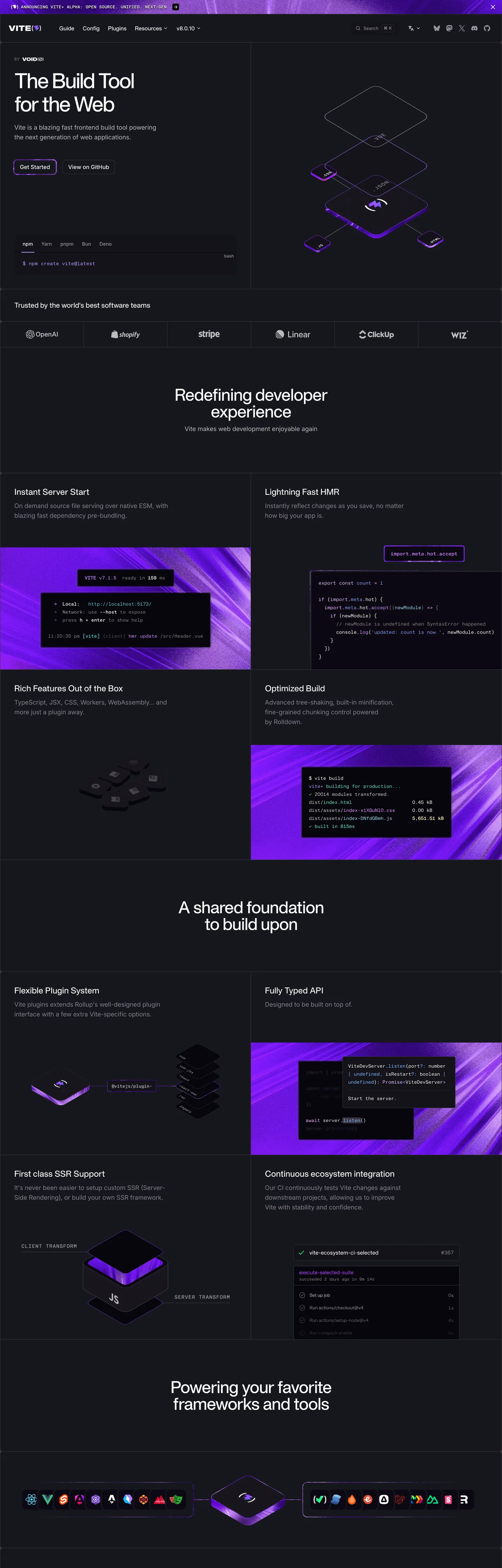 Vite's website at vitejs.dev
