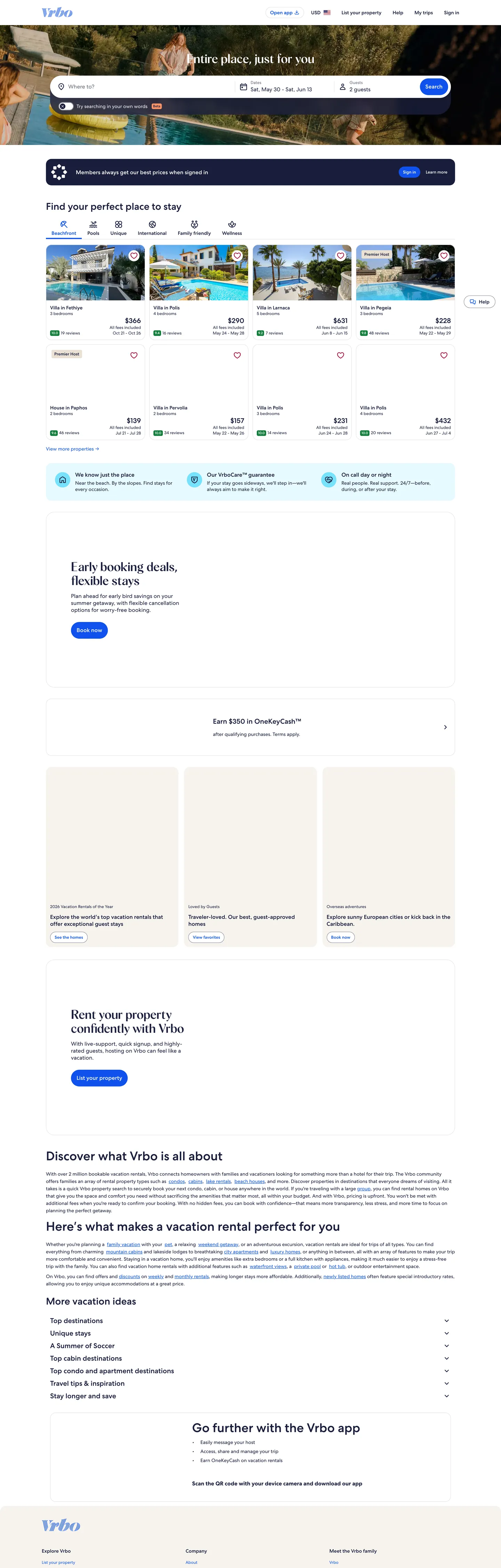 Vrbo's website at vrbo.com