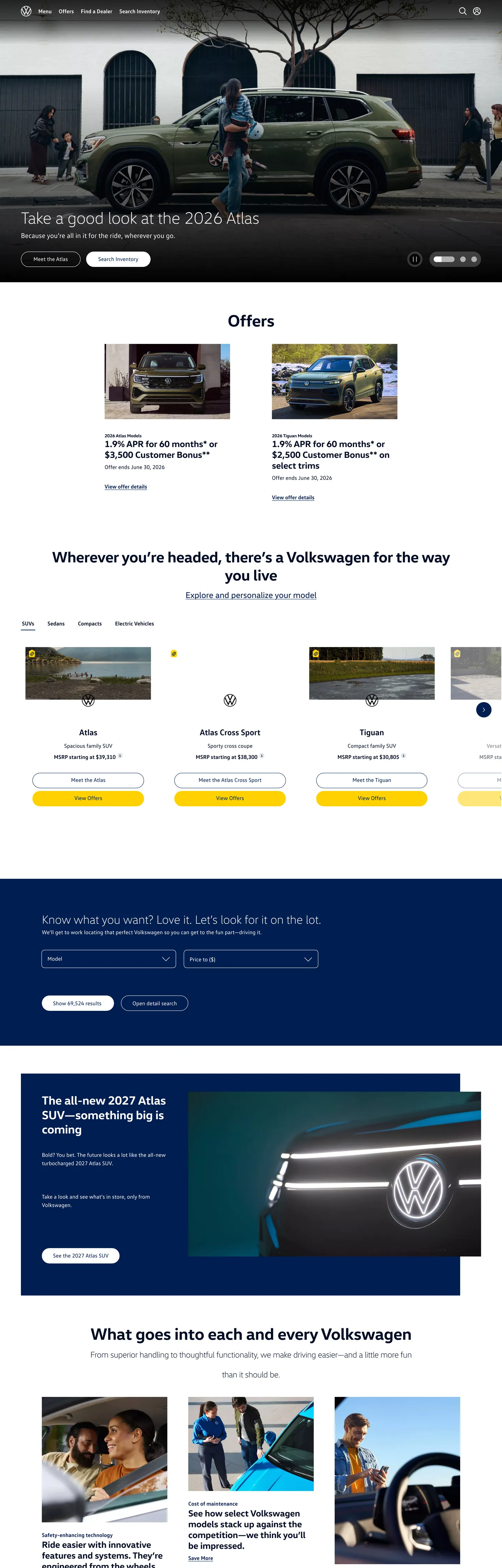 Volkswagen's website at vw.com