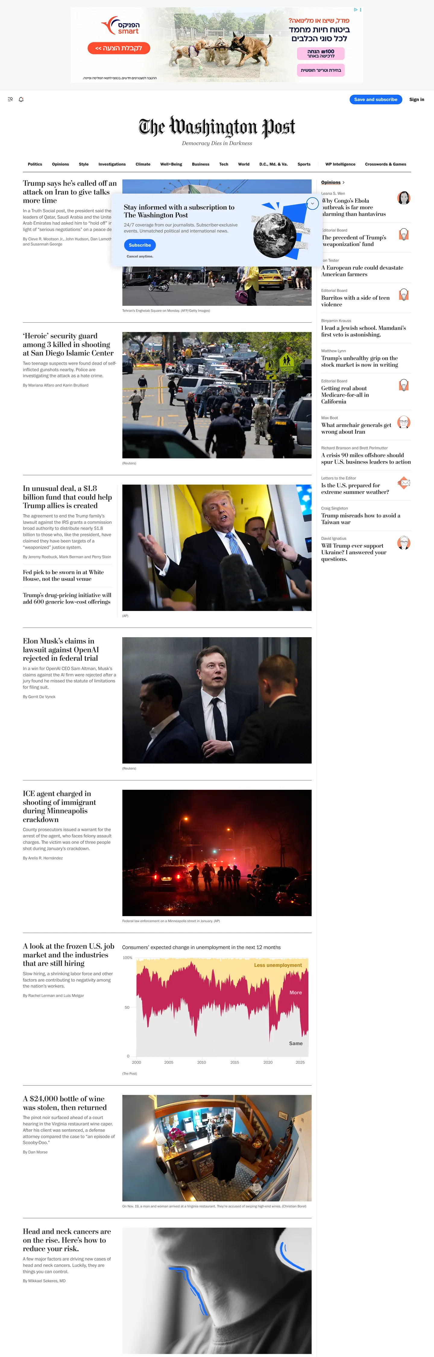 The Washington Post's website at washingtonpost.com