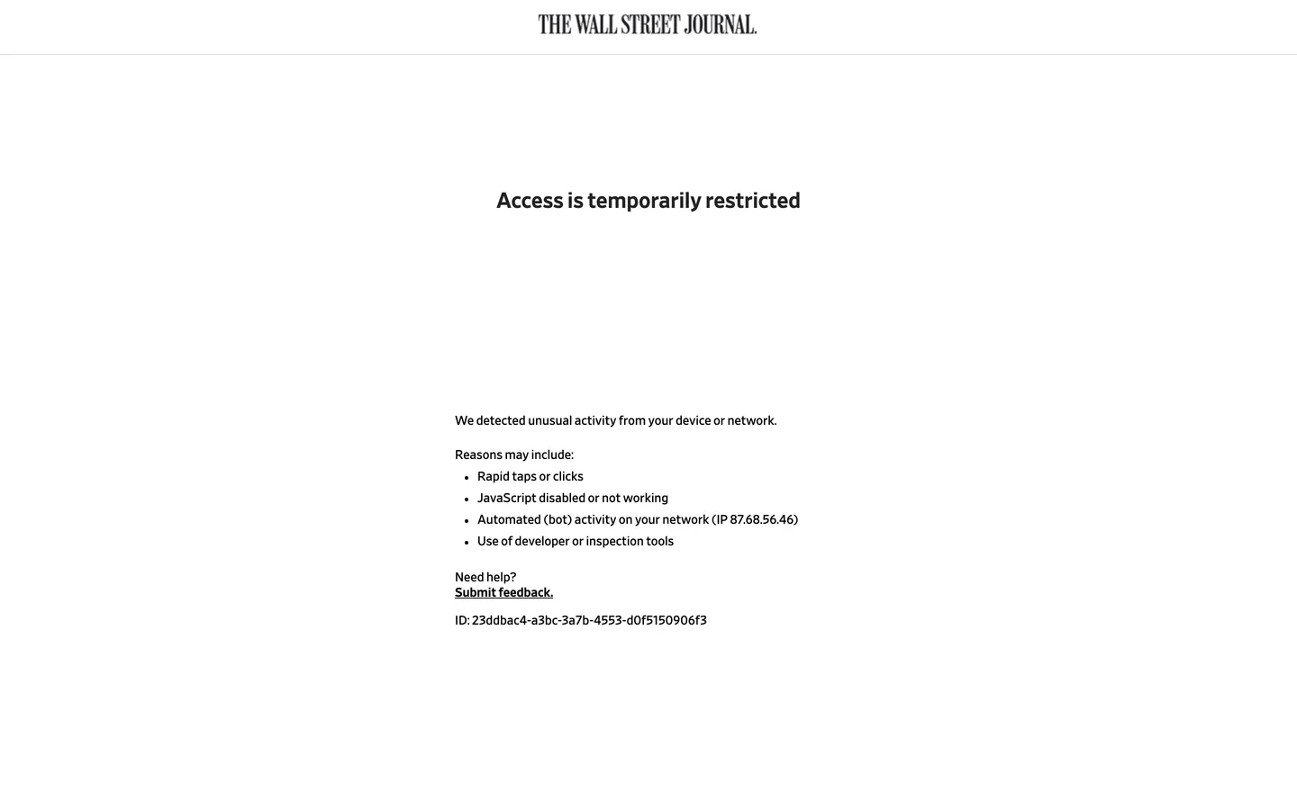 The Wall Street Journal's website at wsj.com