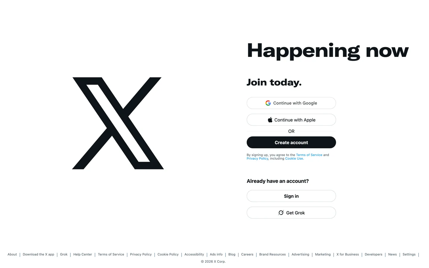 X's website at x.com