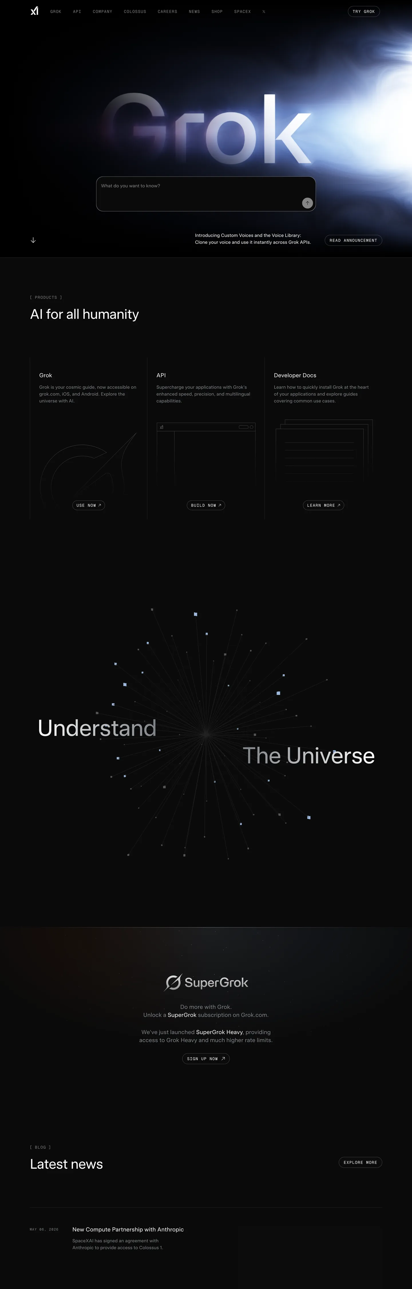 xAI's website at x.ai