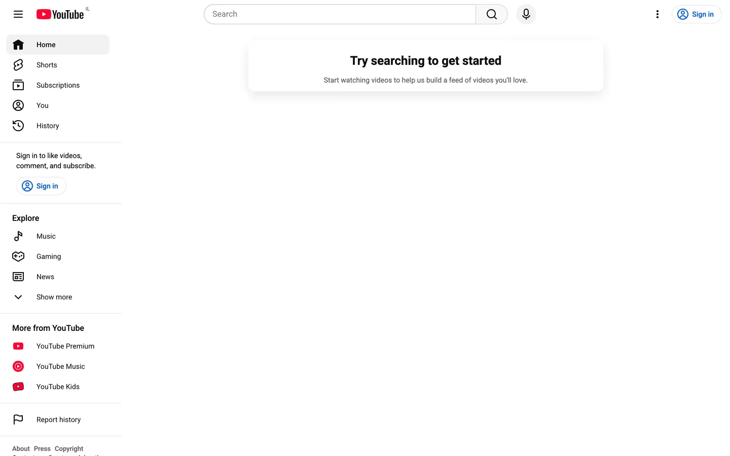 YouTube's website at youtube.com