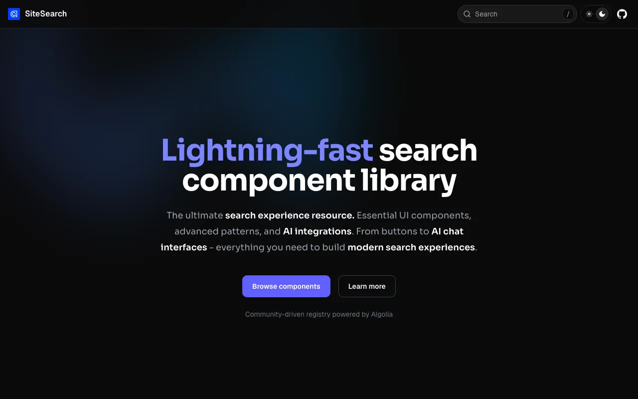 Algolia SiteSearch - Screenshot preview