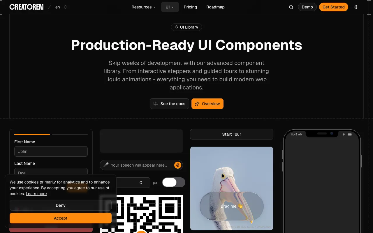 creatorem/ui - Screenshot preview