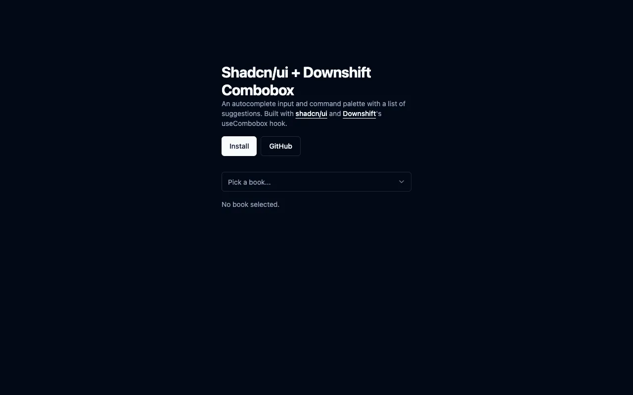 downshift-shadcn-combobox - Screenshot preview