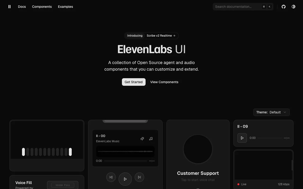 ElevenLabs UI - Screenshot preview
