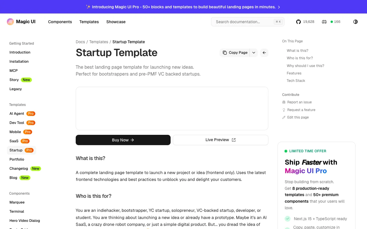 magicui-startup-templates - Screenshot preview