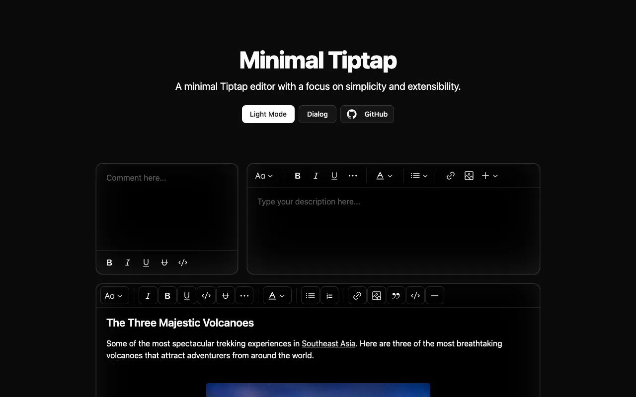 minimal-tiptap - Screenshot preview