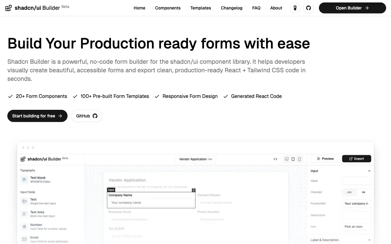 shadcn-builder - Screenshot preview